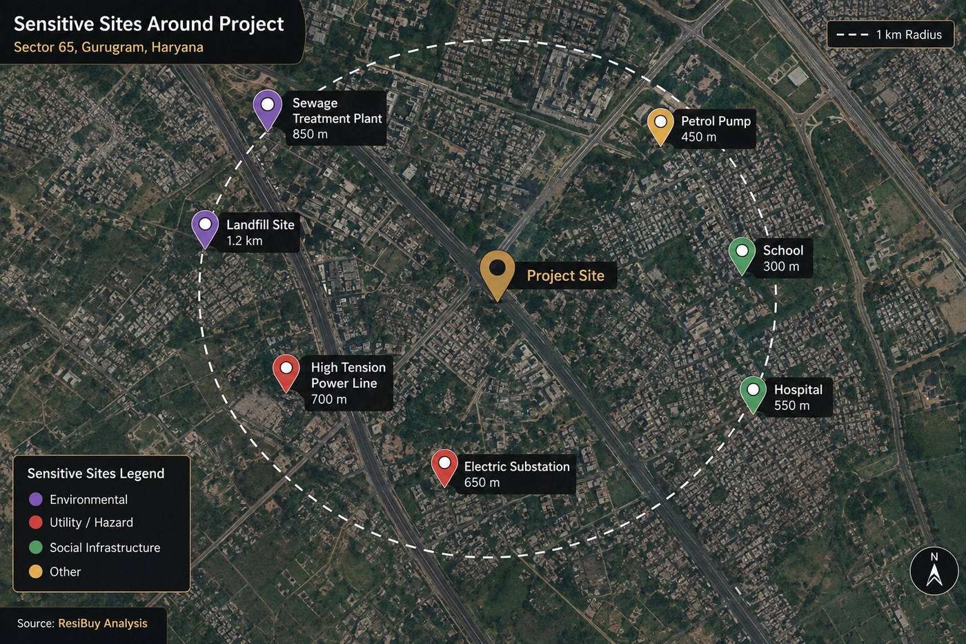 Sensitive sites around the project